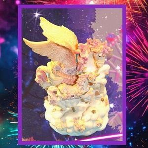 Collectible Ceramic Mobile Pegasus Horse & Carousel Unicorn Music Box